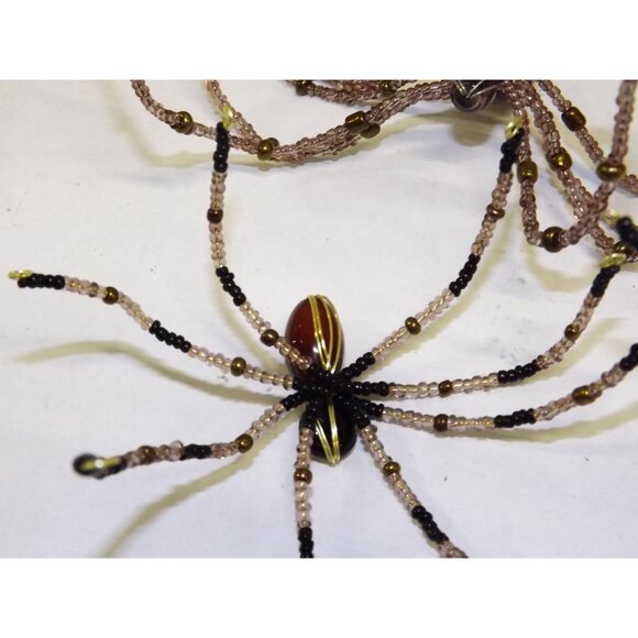 Handmade Beaded Spider Ornaments Set 7 Decor Figurines Beads Stones Ooak Bag7B - Picture 14 of 16